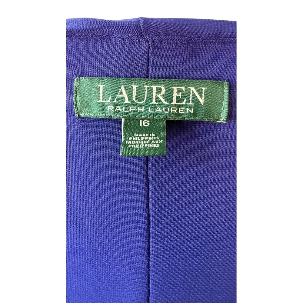 Lauren Ralph Lauren Blue Faux Wrap Dress Jersey Sheath Size 16 NWT - Picture 6 of 9